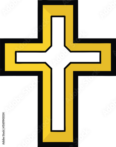 Golden Cross: A simple yet evocative visual of a golden cross with black outlines, symbolizing faith, sacrifice, and the essence of spirituality.