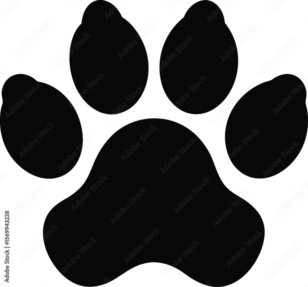 dog Paw Print silhouette Icon on white backgoround dog Paw Print silhouette Icon on white backgoround