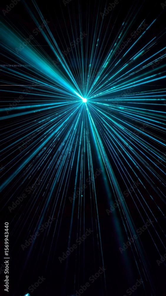 Naklejka premium Abstract blue light burst on dark background