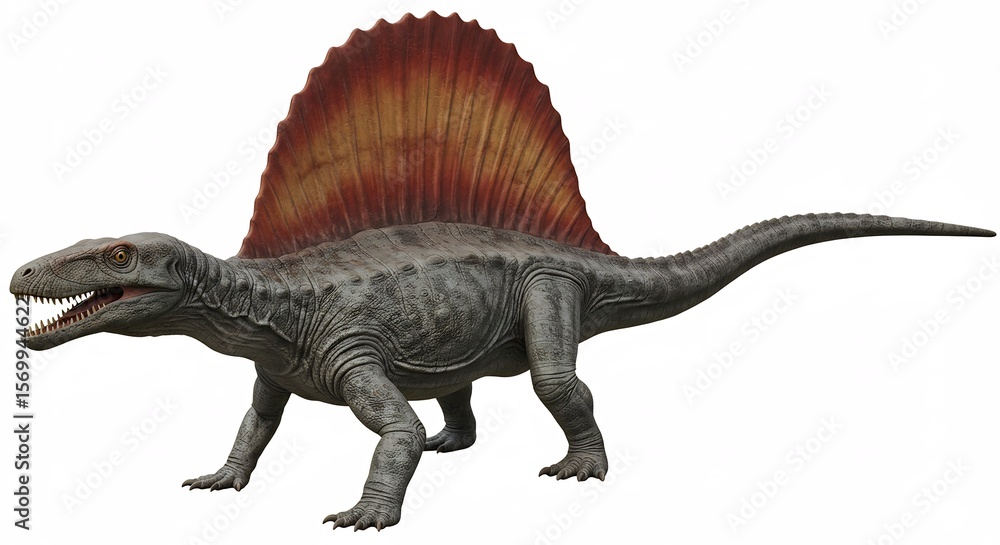 Naklejka premium Fantastisch detaillierter Dinosaurier leuchtet warm im Licht. AI Generated