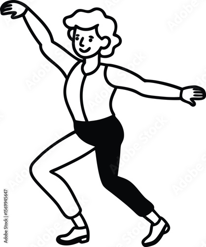 Animated Ballet Performer: A poised ballet dancer strikes a graceful pose, celebrating the art of dance in a captivating and simplistic illustration.