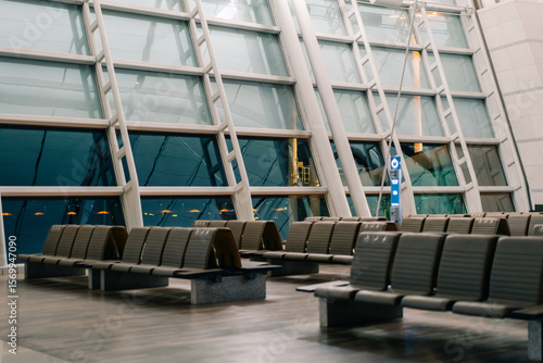 Photography Airline waiting seats at Incheon International Airport in Seoul, South Korea
