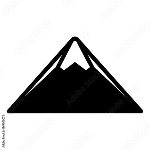 Geometric Mountain Icon, Minimalist Black Silhouette Against White Background, Nature Inspiration