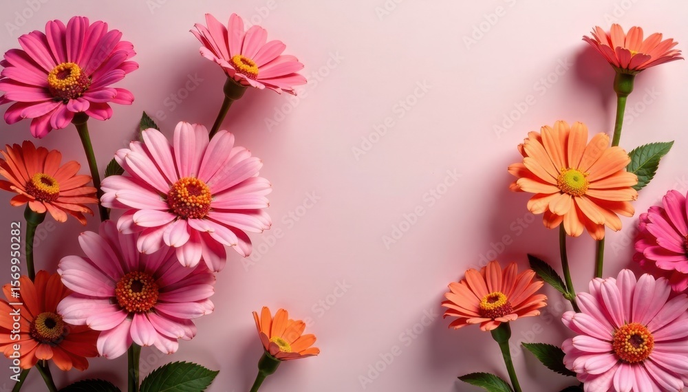 Zinnia arrangement in soft pastel hues of pink, red and orange, flowers, arrangement, delicate Zinnia arrangement in soft pastel hues of pink, red and orange, flowers, arrangement, delicate