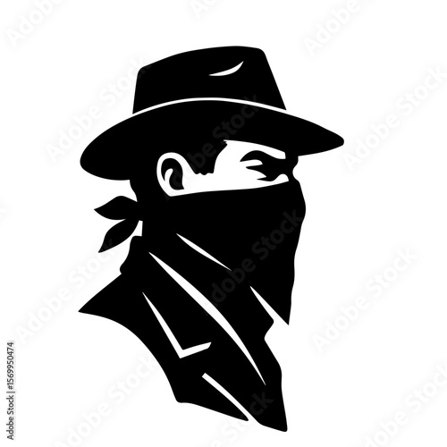 Vector portrait of a cowboy or outlaw. Stylized retro illustration