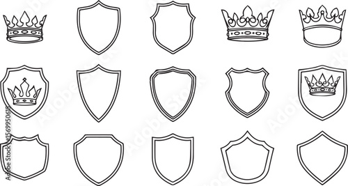vector illustration of Crowns, shields and emblems