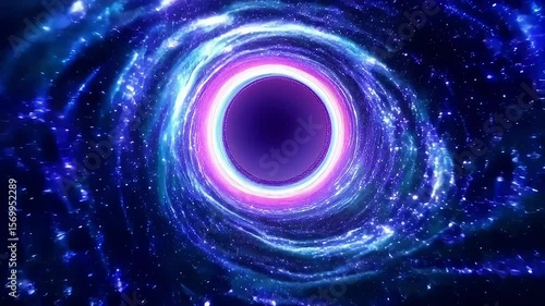 Black hole swirling cosmic vortex animation