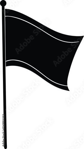 Waving Black Flag: A striking silhouette of a waving black flag, captured against a minimalist aesthetic, suggesting concepts like protest, loss, or symbolism.