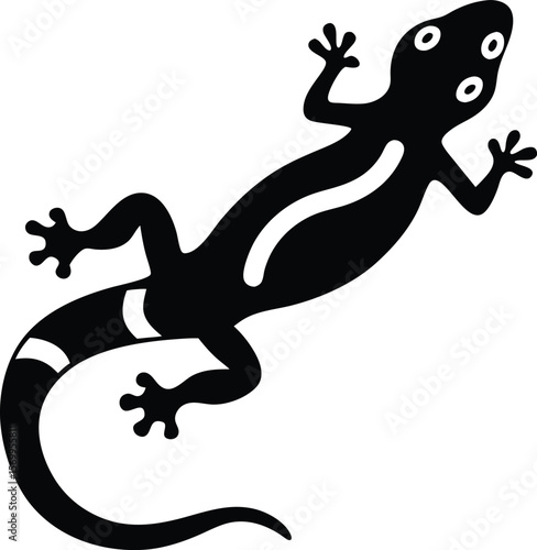 Monochrome Gecko Silhouette: A sleek, stylized gecko silhouette, showcasing the elegant form and texture of this intriguing reptile in a black and white composition.