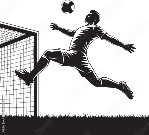Silhouette of Footballer in Action – Perfect for Sports Graphics & Posters