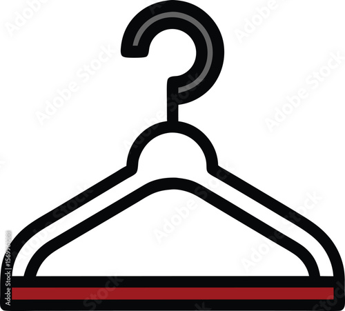 Minimalist Hanger Icon: An elegantly simple, vector-style depiction of a classic clothes hanger, its clean lines and bold colors signifying everyday functionality and design simplicity.