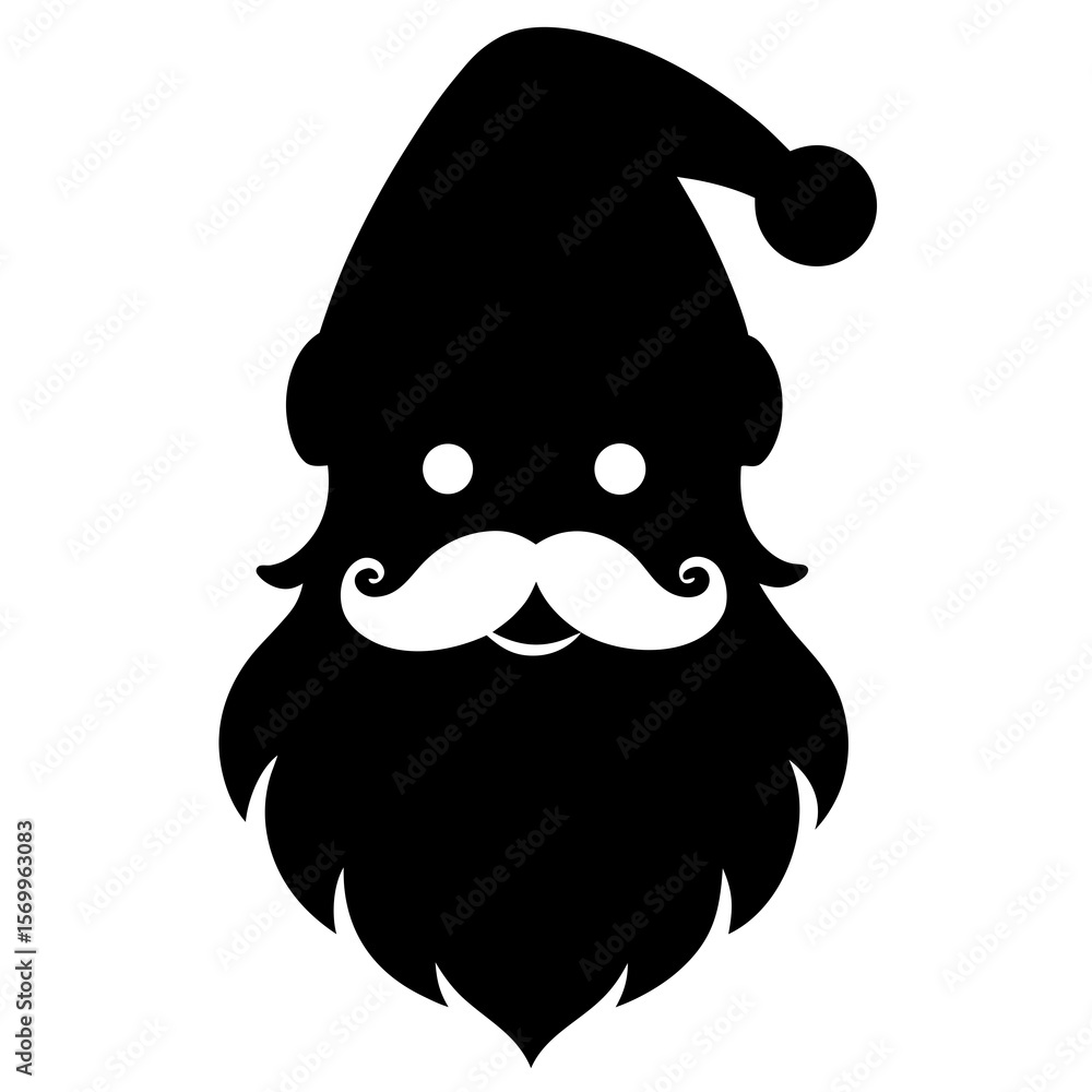 Obraz premium Santa claus face with a beard and hat isolated on white background
