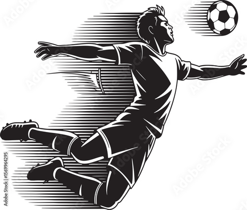Silhouette of Footballer in Action – Perfect for Sports Graphics & Posters