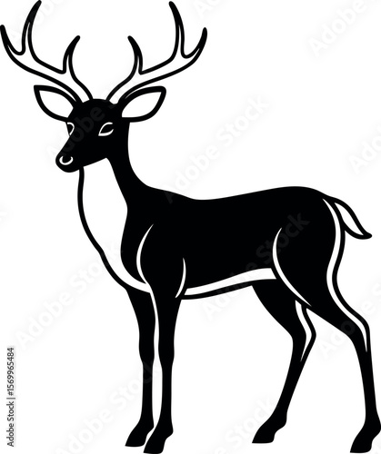 Majestic Antlered Stag Silhouette Standing Proudly in Natural Wilderness