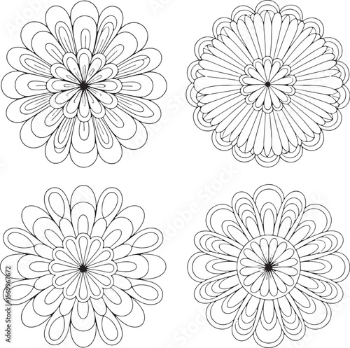 Wallpaper Mural Intricate floral mandala patterns black and white design decorative symmetrical Torontodigital.ca