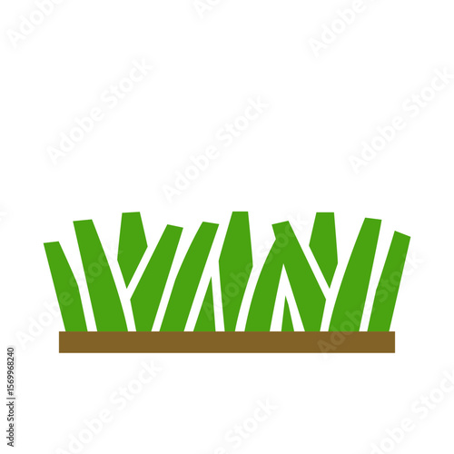 Grass icon. Color vector of short, neatly cut turf.