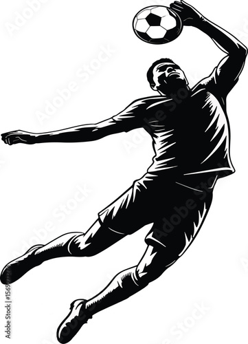 Silhouette of Footballer in Action – Perfect for Sports Graphics & Posters