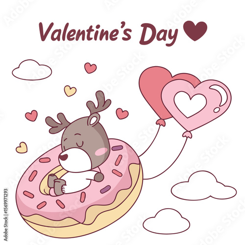 Creative SVG: Bashful Moose with inside a donut float in a Valentine Blush colored Valentine's Day theme