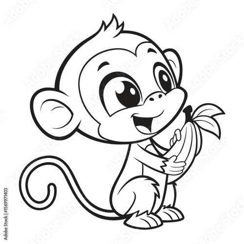  Cute Funny Monkey Colouring images  – Cute Cartoon Animal Clipart Design 