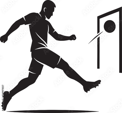 Silhouette of Footballer in Action – Perfect for Sports Graphics & Posters