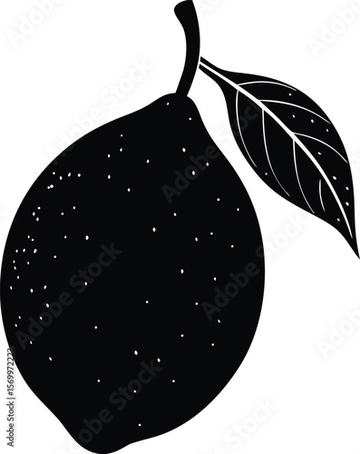 Silhouette Lemon Delights: A minimalist silhouette captures the essence of a juicy lemon with a leaf, embodying the refreshing simplicity of nature's bounty. 