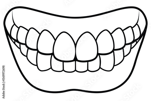 Stylized Line Art of a Full Set of Teeth in a Gumline Design