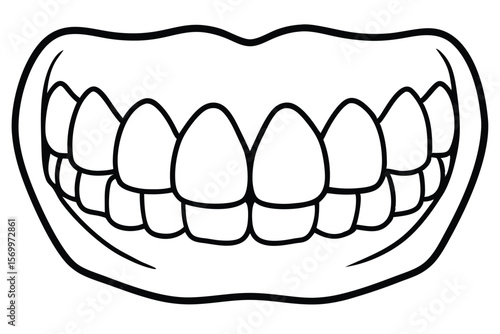Cartoon Mouth with Teeth Clipart Illustration Dental Health and Hygiene Concepts