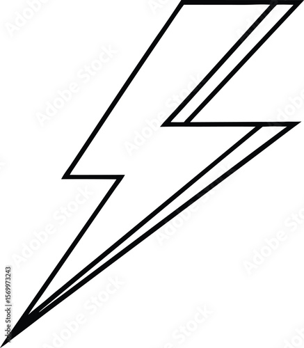 Electrical bolt symbol: A sharp, graphic rendering of a single bolt of lightning, a symbol of energy and the raw power of nature, rendered in minimalist outline. 