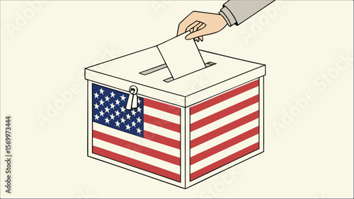 Realistic vector illustration of an american voting ballot box