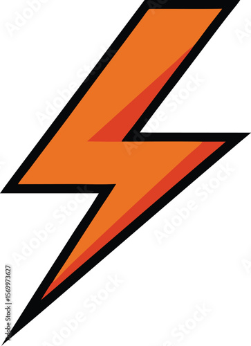 Orange Energy Bolt: A vibrant and dynamic illustration of an orange lightning bolt, symbolizing power and energy, its sharp edges and bold color scheme instantly capture attention.