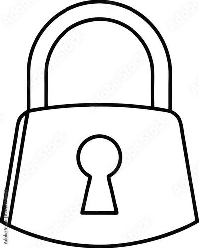 Lock Security Illustration: A simple, elegant outline illustration of a classic padlock, symbolizing security and protection. This minimalist design is ideal for conveying themes of safety, privacy.
