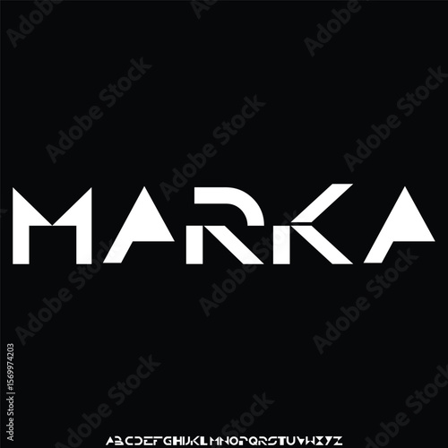 Modern sharp sporty sans serif display font vector illustration