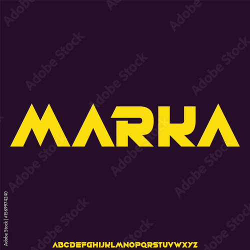 Modern sharp sporty sans serif display font vector illustration