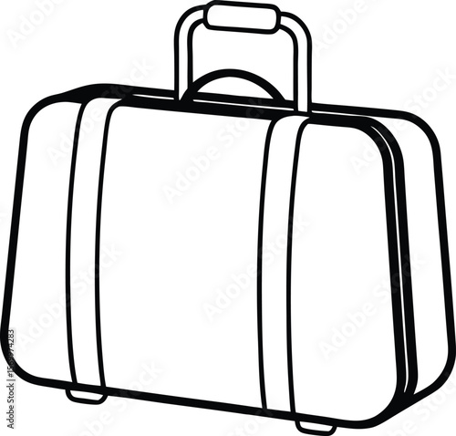 Minimalist Travel Companion: A sleek monochrome illustration of a classic travel suitcase, exuding a sense of timeless adventure and exploration.