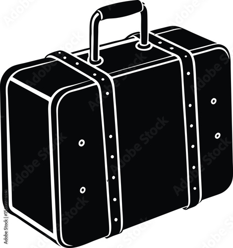 Vintage Travel Suitcase: A classic black suitcase, a symbol of travel and adventure, ready for journeys near and far.  Its timeless design evokes a sense of wanderlust and anticipation.