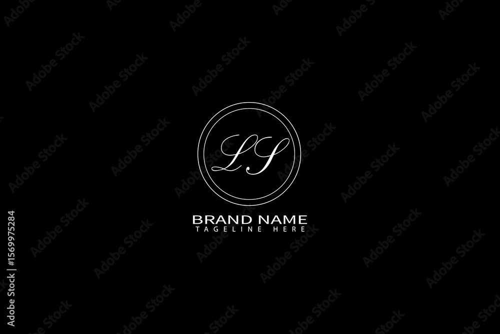Fototapeta premium LS Monogram Logo Design with Elegant Minimal Style on Black Background