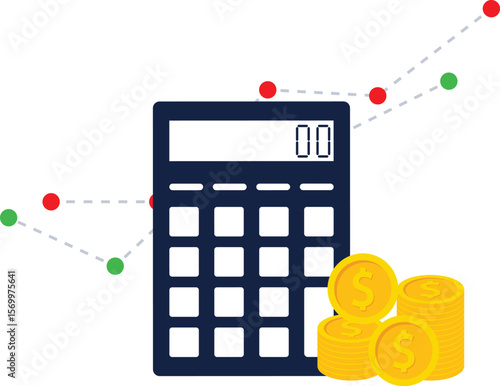 calculator. Business concept from hand. Accounting infographics. Vector illustration

