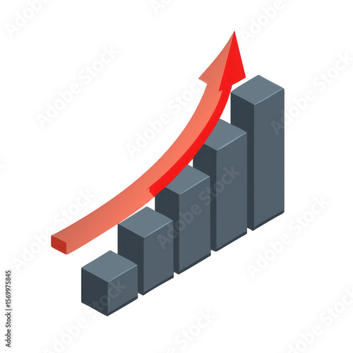 Growing bar chart with red arrow isolated on transparent background Free Download Growing bar chart with red arrow isolated on transparent background - GFXLoad