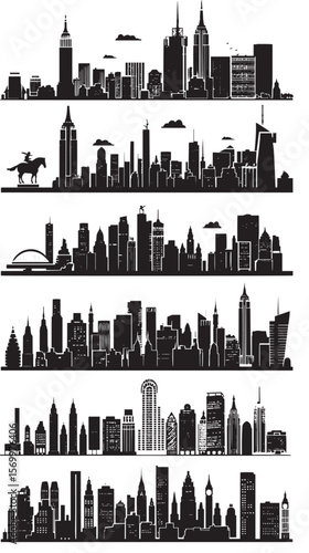 Set of vector cities silhouette