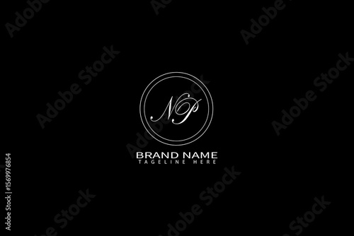 Elegant NP Monogram Logo with Brand Name and Tagline