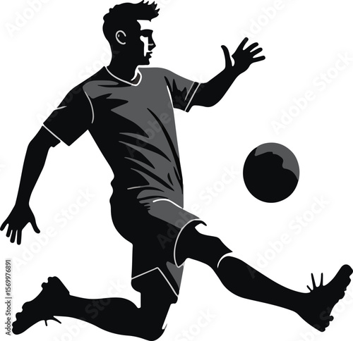 Silhouette of Footballer in Action – Perfect for Sports Graphics & Posters