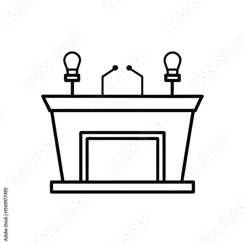press conference setup line art