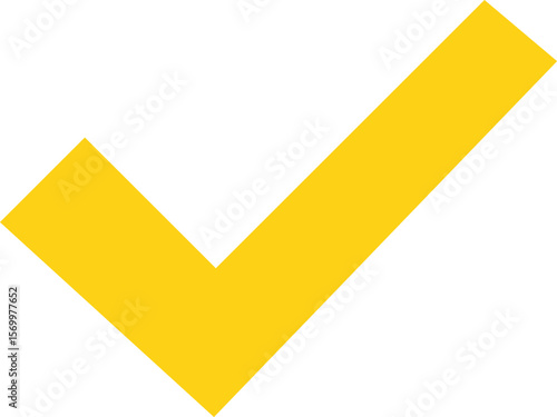 Bold yellow check mark symbol on a clean white background