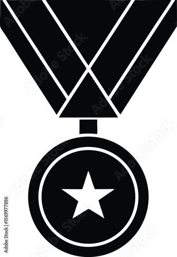 Honor's Emblem: A minimalist emblem of valor, featuring a star-centered medal hanging from a draped ribbon, a potent symbol of reward and triumph.