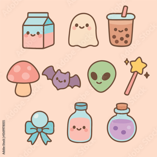 Kawaii elements cliparts