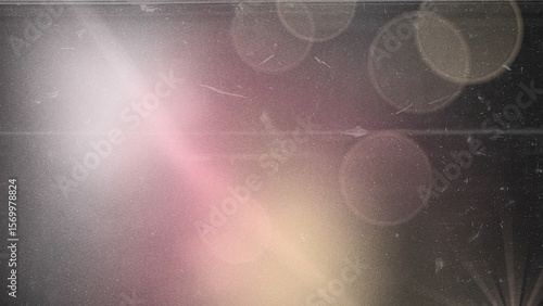 Light leak and bokeh dance across a canvas of grunge, weaving a tapestry of vintage film grain and dust