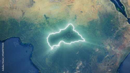 Realistic Earth Glowing Borders Central African Republic