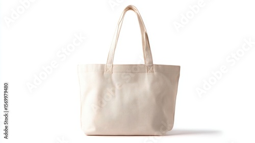 The stylish canvas tote bag in a sleek beige design for everyday use.