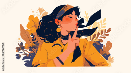 Shh! Keep Quiet. Black Ribbon Text Graphic Design Element. Secret, Hush, Silence, Confidential,     