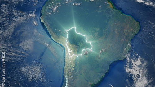 Realistic Earth Glowing Borders Bolivia